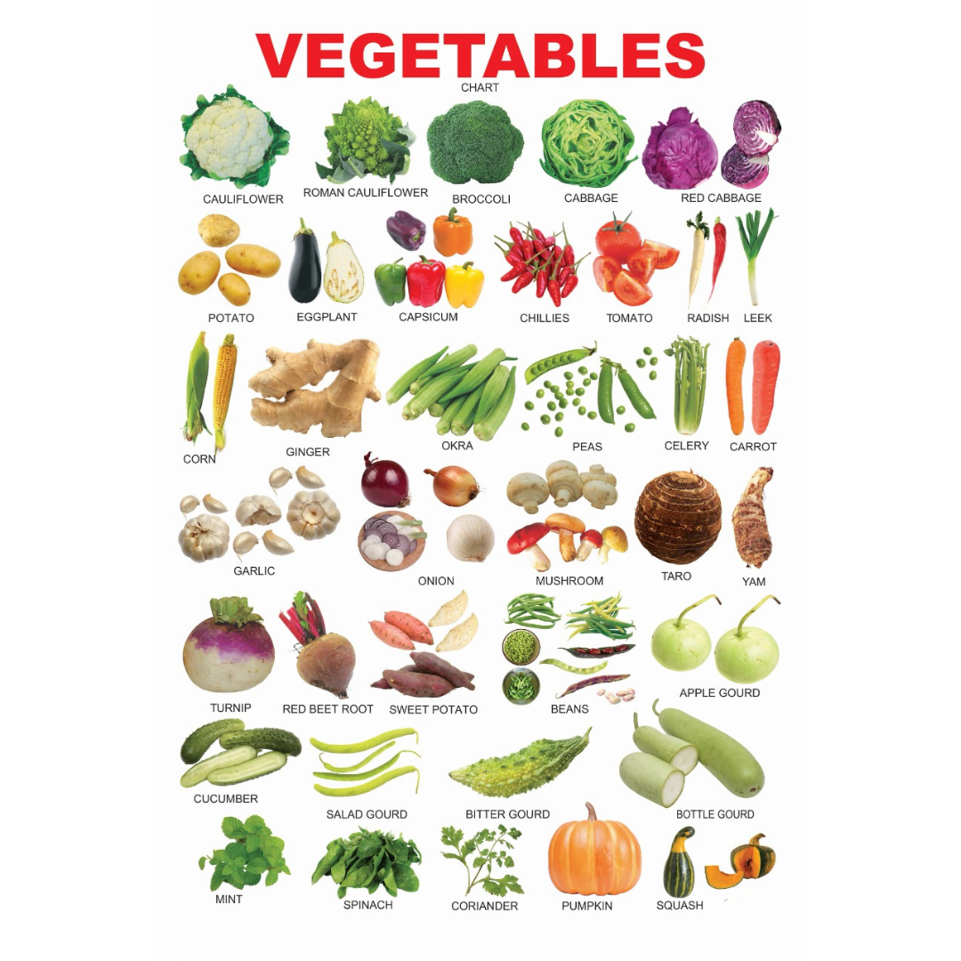Dreamland Publications Educational Chart for Kids - Vegetables | Grocsy