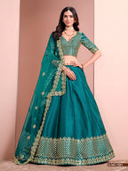 Anaita Turquoise Art Silk Designer Lehenga With Blouse | Grocsy