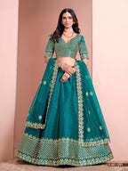 Anaita Turquoise Art Silk Designer Lehenga With Blouse | Grocsy