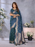 Anaita Blue Premium Banarasi Tissue Silk Saree With Gala Weaving Work | Grocsy