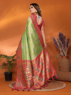 Anaita Green Banarasi Tissue Silk Saree With Weaving Work | Grocsy