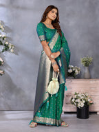 Anaita Green Premium Banarasi Tissue Silk Saree With Gala Weaving Work | Grocsy