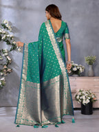 Anaita Green Premium Banarasi Tissue Silk Saree With Gala Weaving Work | Grocsy
