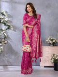 Anaita Rani Pink Premium Banarasi Tissue Silk Saree With Gala Weaving Work | Grocsy