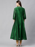 Juniper Women Jadegreen Chanderi Silk Solid Anarkali Kurta | Grocsy