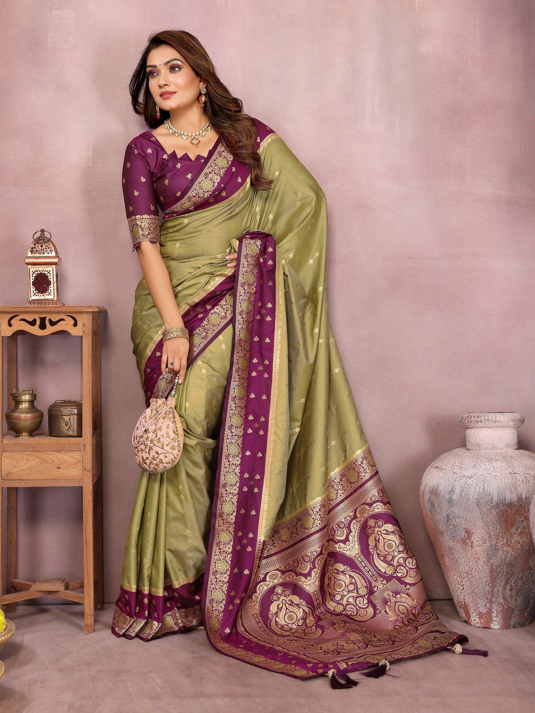 Anaita Green Handloom Kalamkari Silk Saree With Zari Woven Work | Grocsy