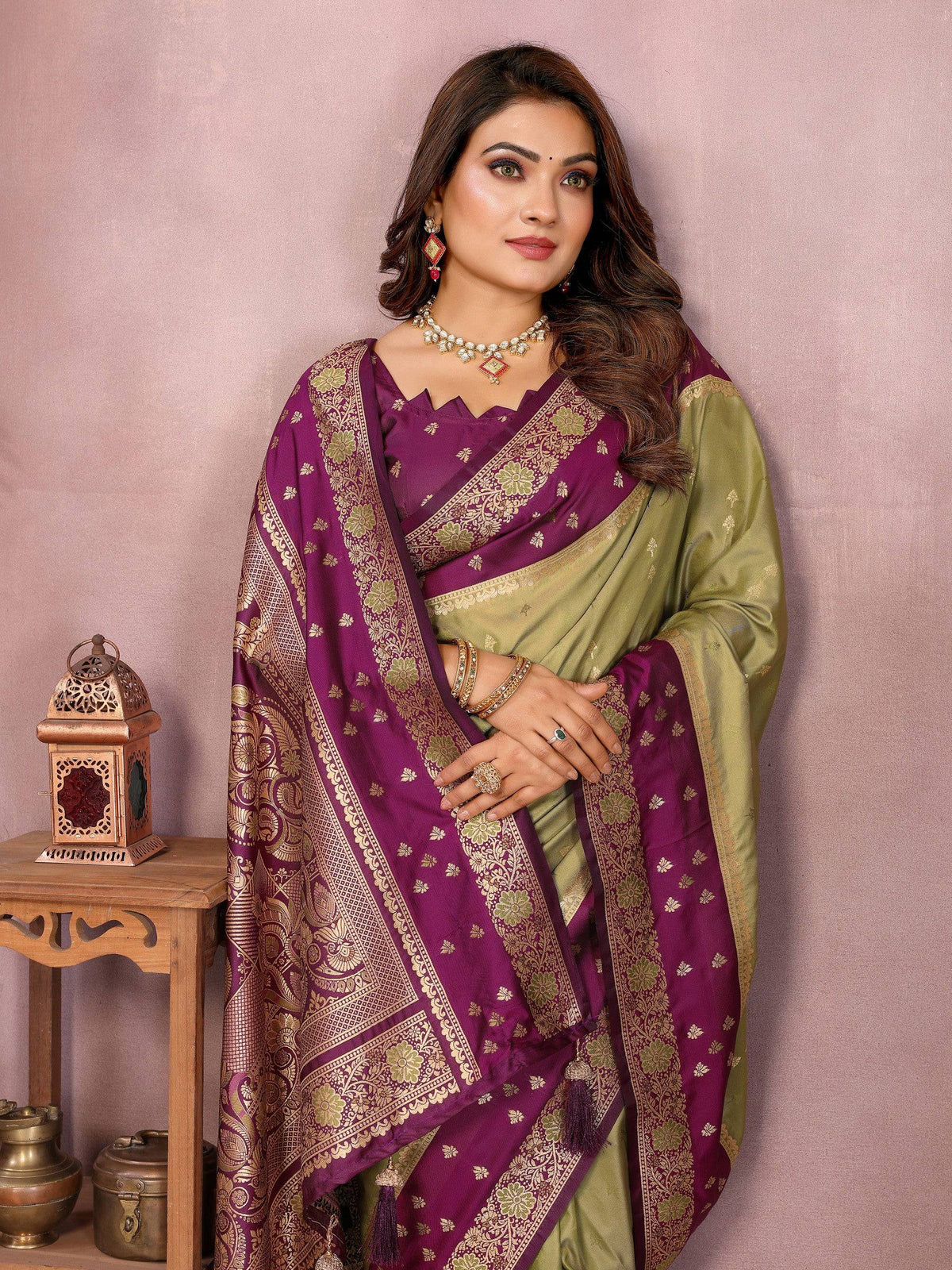 Anaita Green Handloom Kalamkari Silk Saree With Zari Woven Work | Grocsy
