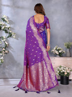 Anaita Purple Premium Banarasi Tissue Silk Saree With Gala Weaving Work | Grocsy