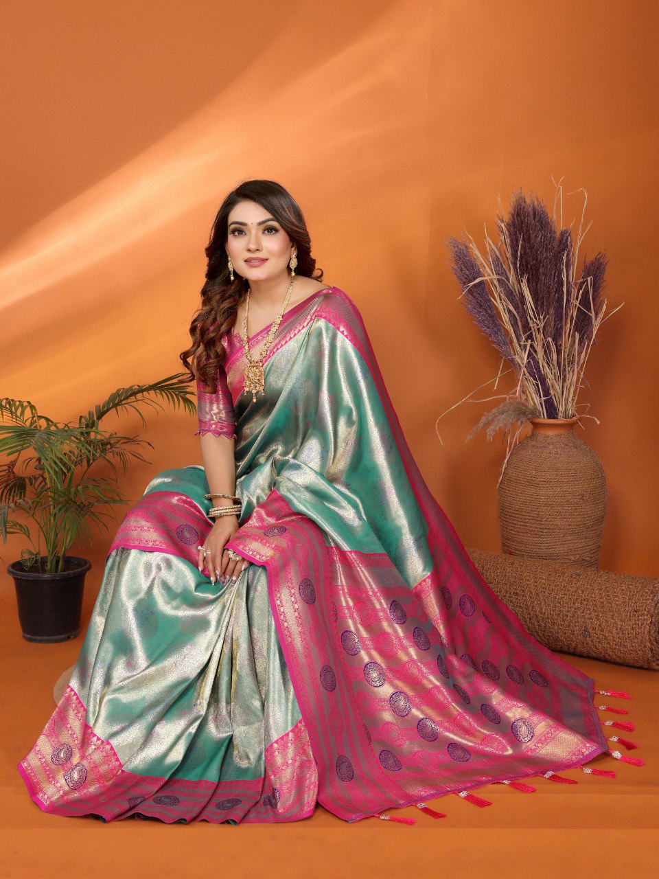 Anaita Sky Blue Banarasi Tissue Silk Saree With Weaving Work | Grocsy