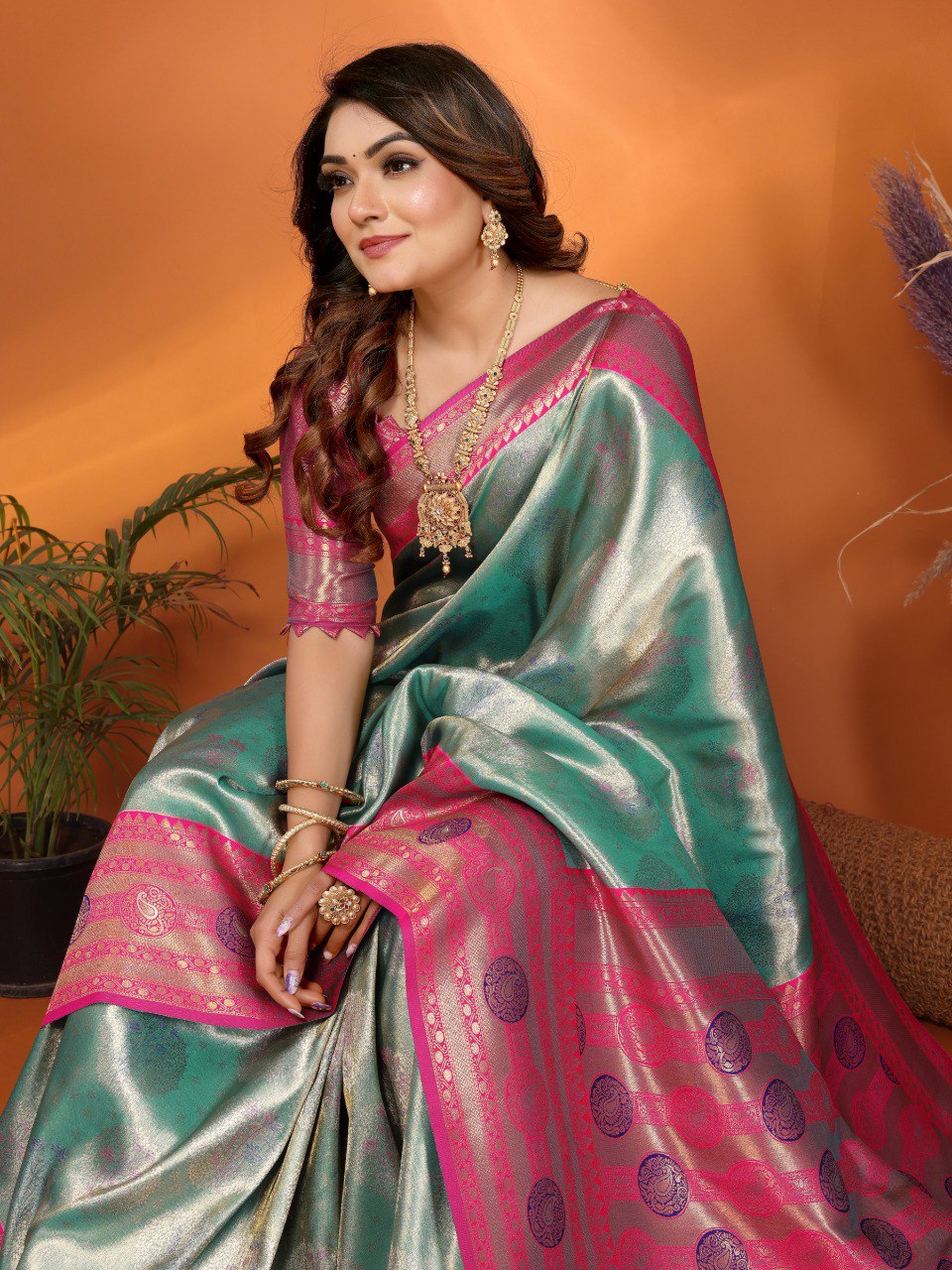 Anaita Sky Blue Banarasi Tissue Silk Saree With Weaving Work | Grocsy