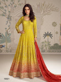 Anaita Yellow Georgette Stitched Anarkali Suit With Embroidered Sequins Work | Grocsy