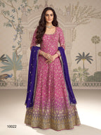 Anaita Magenta Georgette Stitched Anarkali Suit With Embroidered Sequins Work | Grocsy