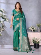 Anaita Green Premium Banarasi Tissue Silk Saree With Gala Weaving Work | Grocsy
