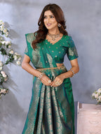 Anaita Green Premium Banarasi Tissue Silk Saree With Gala Weaving Work | Grocsy
