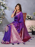 Anaita Purple Premium Banarasi Tissue Silk Saree With Gala Weaving Work | Grocsy