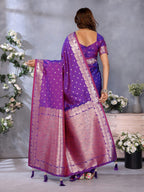 Anaita Purple Premium Banarasi Tissue Silk Saree With Gala Weaving Work | Grocsy