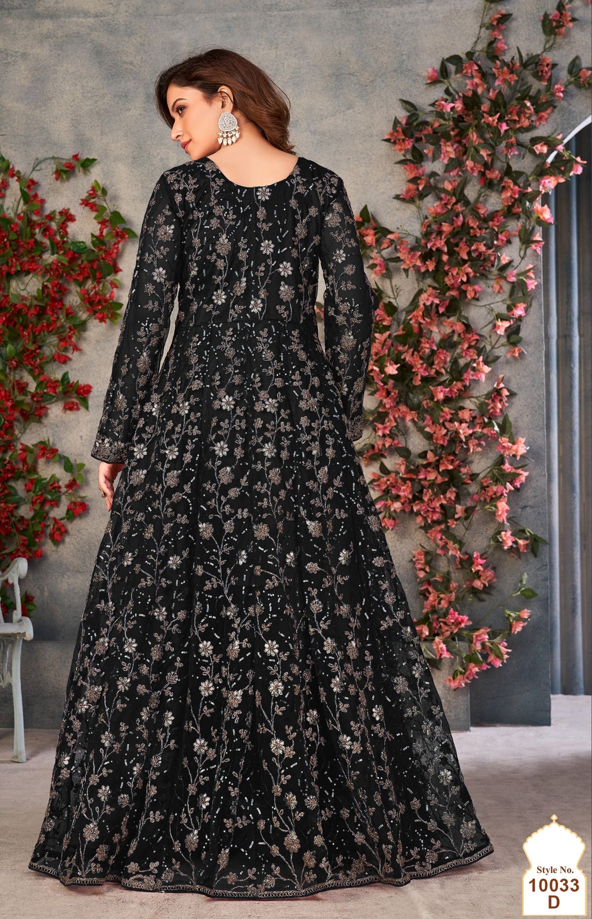 Anaita Black Embroidered Butterfly Net Anarkali Suit | Grocsy