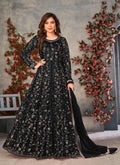 Anaita Black Embroidered Butterfly Net Anarkali Suit | Grocsy