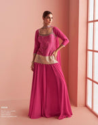 Anaita Pink Chinon Stitched Suit With Embroidery Work | Grocsy