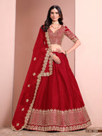 Anaita Red Art Silk Designer Lehenga With Blouse | Grocsy