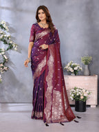 Anaita Maroon Premium Banarasi Tissue Silk Saree With Gala Weaving Work | Grocsy