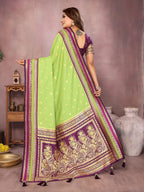 Anaita Parrot Handloom Kalamkari Silk Saree With Zari Woven Work | Grocsy