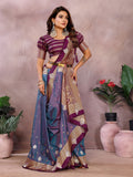 Anaita Purple Handloom Kalamkari Silk Saree With Zari Woven Work | Grocsy