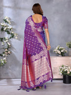 Anaita Purple Premium Banarasi Tissue Silk Saree With Gala Weaving Work | Grocsy