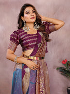 Anaita Purple Handloom Kalamkari Silk Saree With Zari Woven Work | Grocsy