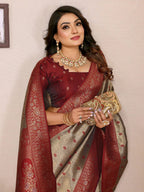 Anaita Beige Tissue Silk Saree With Weaving Zari Work | Grocsy