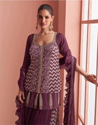 Anaita Purple Chinon Stitched Suit With Embroidery Work | Grocsy