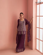 Anaita Purple Chinon Stitched Suit With Embroidery Work | Grocsy