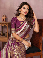 Anaita Beige Handloom Kalamkari Silk Saree With Zari Woven Work | Grocsy