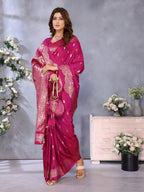 Anaita Pink Premium Banarasi Tissue Silk Saree With Gala Weaving Work | Grocsy