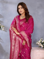 Anaita Pink Premium Banarasi Tissue Silk Saree With Gala Weaving Work | Grocsy