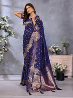 Anaita Violet Premium Banarasi Tissue Silk Saree With Gala Weaving Work | Grocsy