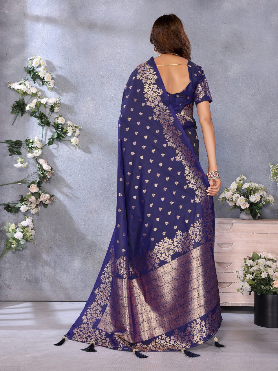 Anaita Violet Premium Banarasi Tissue Silk Saree With Gala Weaving Work | Grocsy