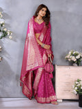 Anaita Magenta Premium Banarasi Tissue Silk Saree With Gala Weaving Work | Grocsy