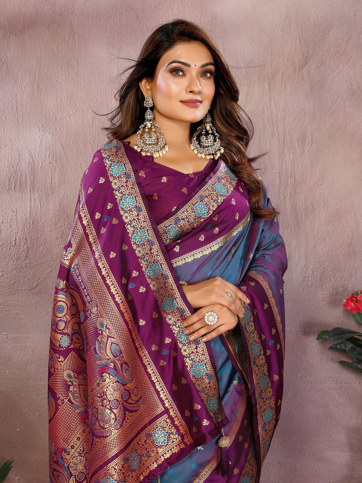 Anaita Light Purple Handloom Kalamkari Silk Saree With Zari Woven Work | Grocsy