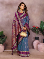 Anaita Light Purple Handloom Kalamkari Silk Saree With Zari Woven Work | Grocsy