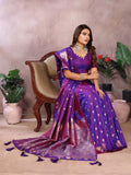 Anaita Purple Premium Banarasi Tissue Silk Saree With Gala Weaving Work | Grocsy