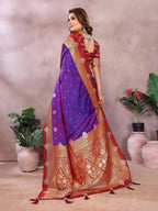 Anaita Violet Handloom Kalamkari Silk Saree With Zari Woven Work | Grocsy