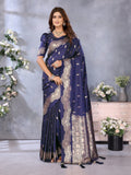 Anaita Violet Premium Banarasi Tissue Silk Saree With Gala Weaving Work | Grocsy
