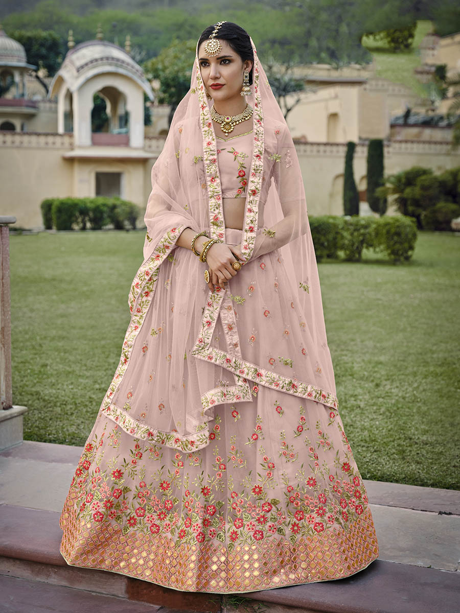 Myra Moor Net Heavy Embroidered Designer Lehenga | Grocsy