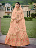Myra Blush Net Heavy Embroidered Lehenga | Grocsy