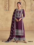 Anaita Wine Premium Embroidered Georgette Salwar Suit | Grocsy