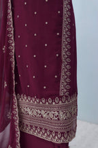 Anaita Wine Premium Embroidered Georgette Salwar Suit | Grocsy