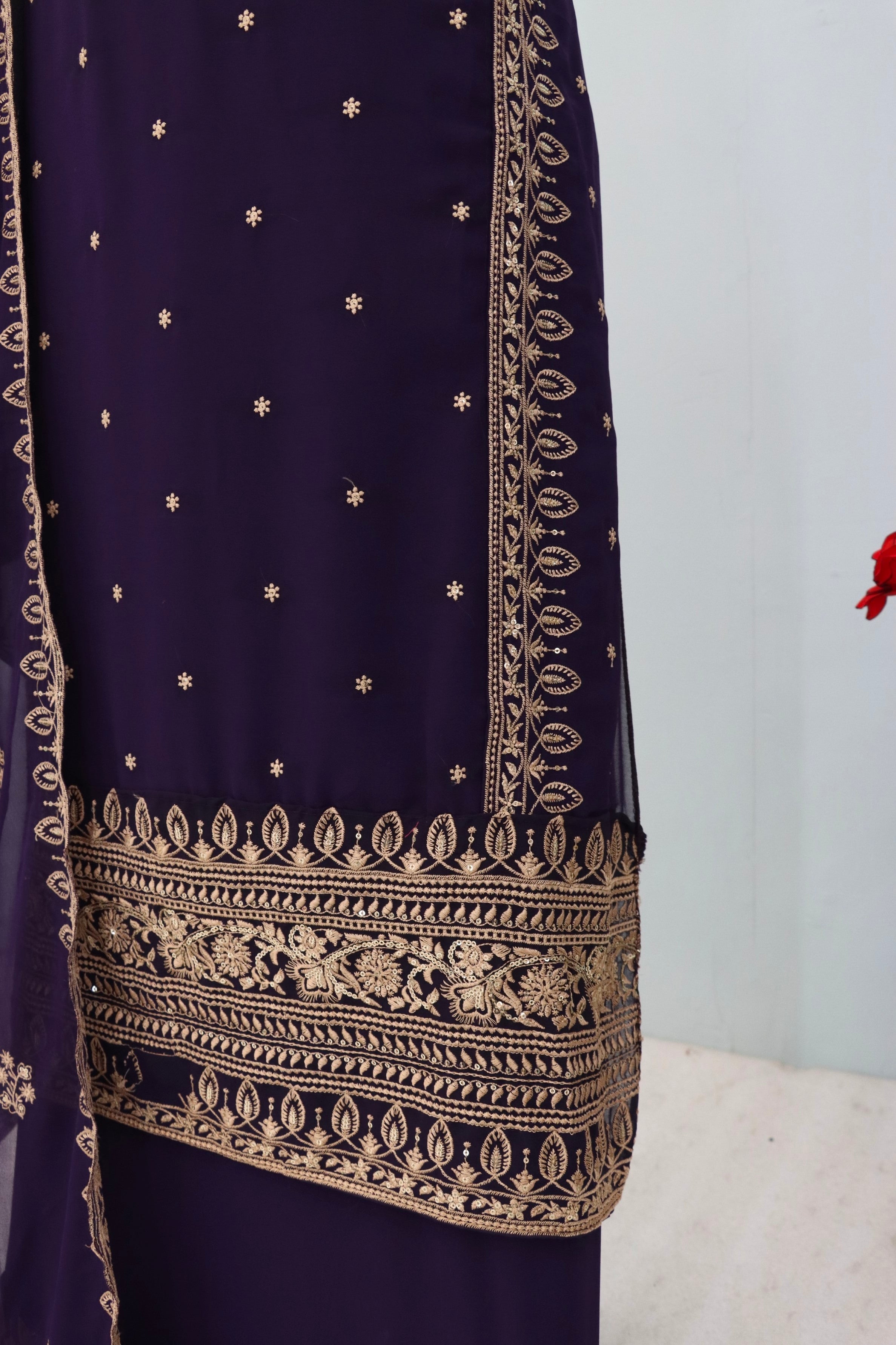 Anaita Purple Premium Embroidered Georgette Salwar Suit | Grocsy