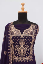 Anaita Purple Premium Embroidered Georgette Salwar Suit | Grocsy