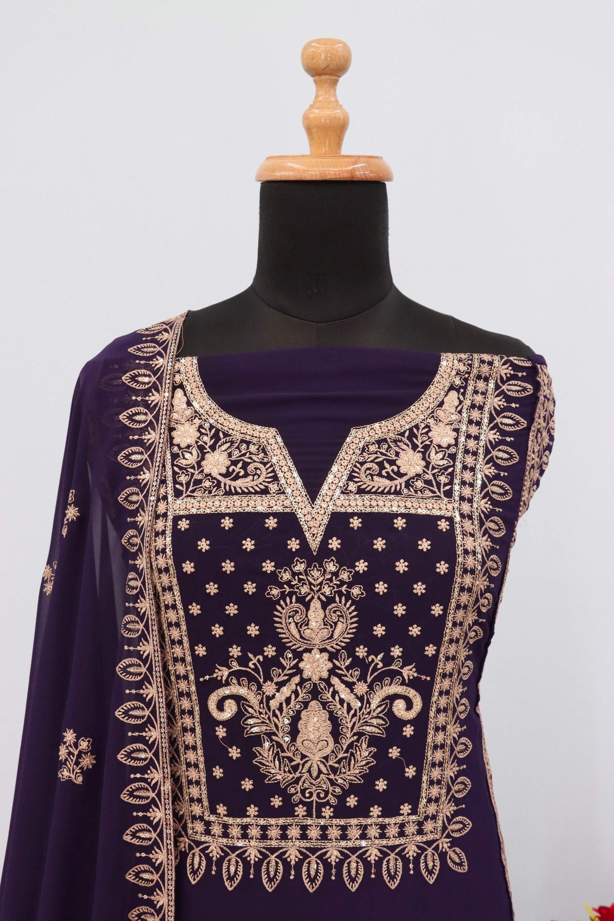 Anaita Purple Premium Embroidered Georgette Salwar Suit | Grocsy